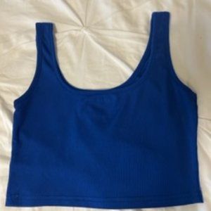 Royal Blue Cropped Ribbed Tank Top